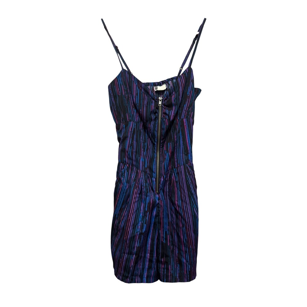 Billabong Romper‎ Womens Small Blue Purple Excellent Zip Front Abstract Stripe